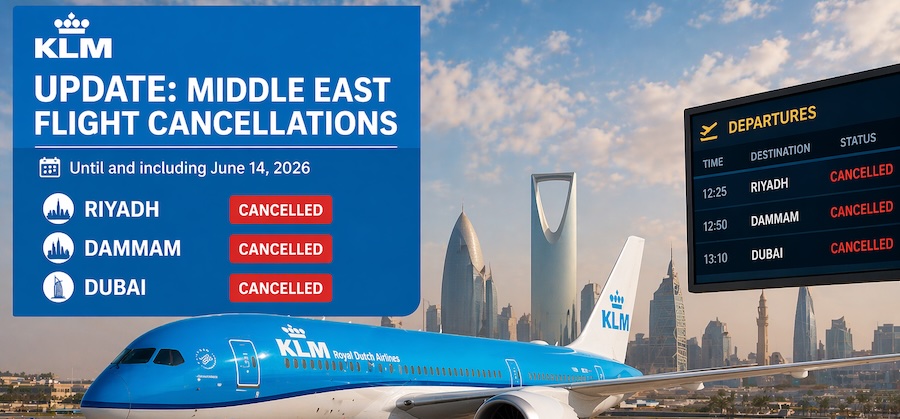 KLM extends Middle East flight cancellations