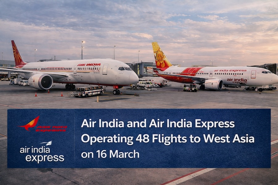 Air India and Air India Express to Operate 48 Flights to West Asia on 16 March