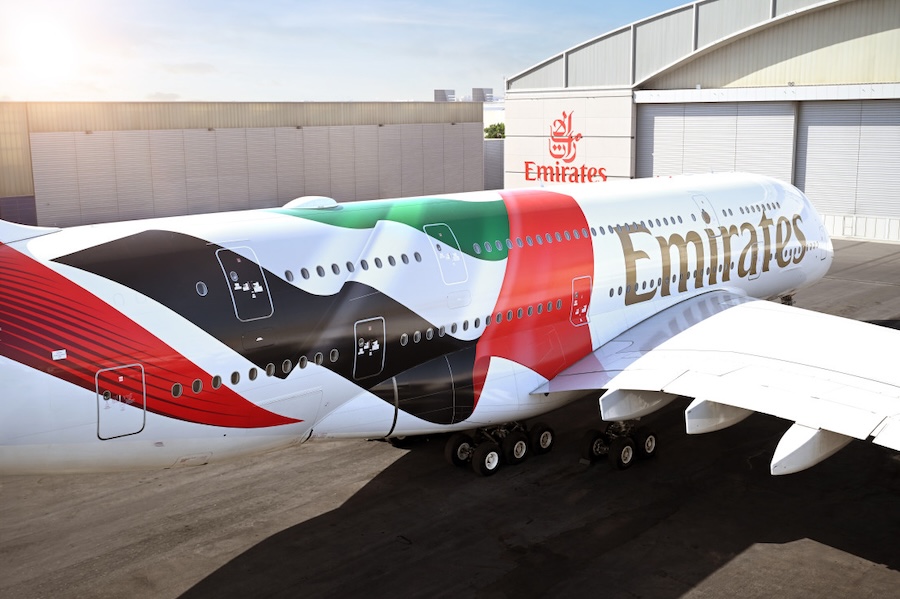 Emirates Paints UAE Flag Across A380 in National Unity Tribute