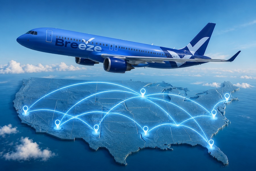 Breeze Airways Adds Three Cities and 11 New Routes Across the US